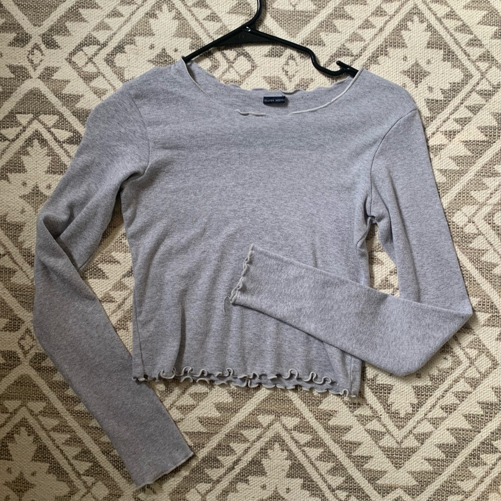 Brandy melville cropped ruffled long sleeve